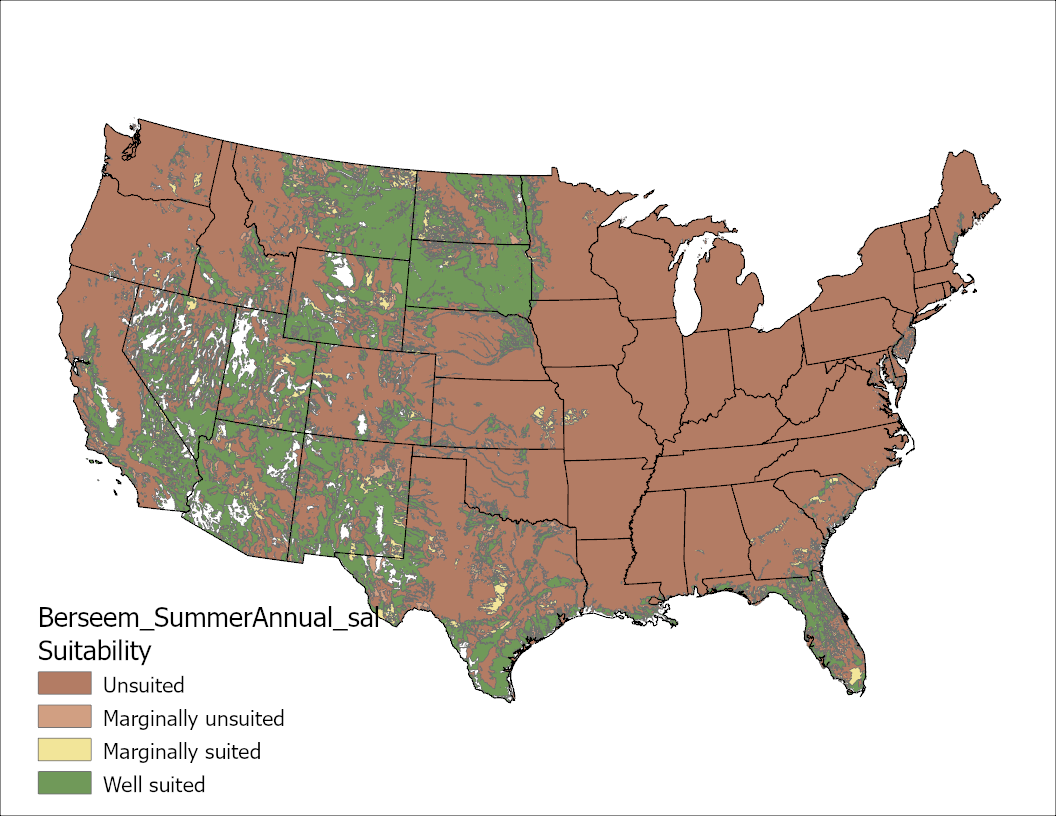 Berseem Clover Salinity US Map
