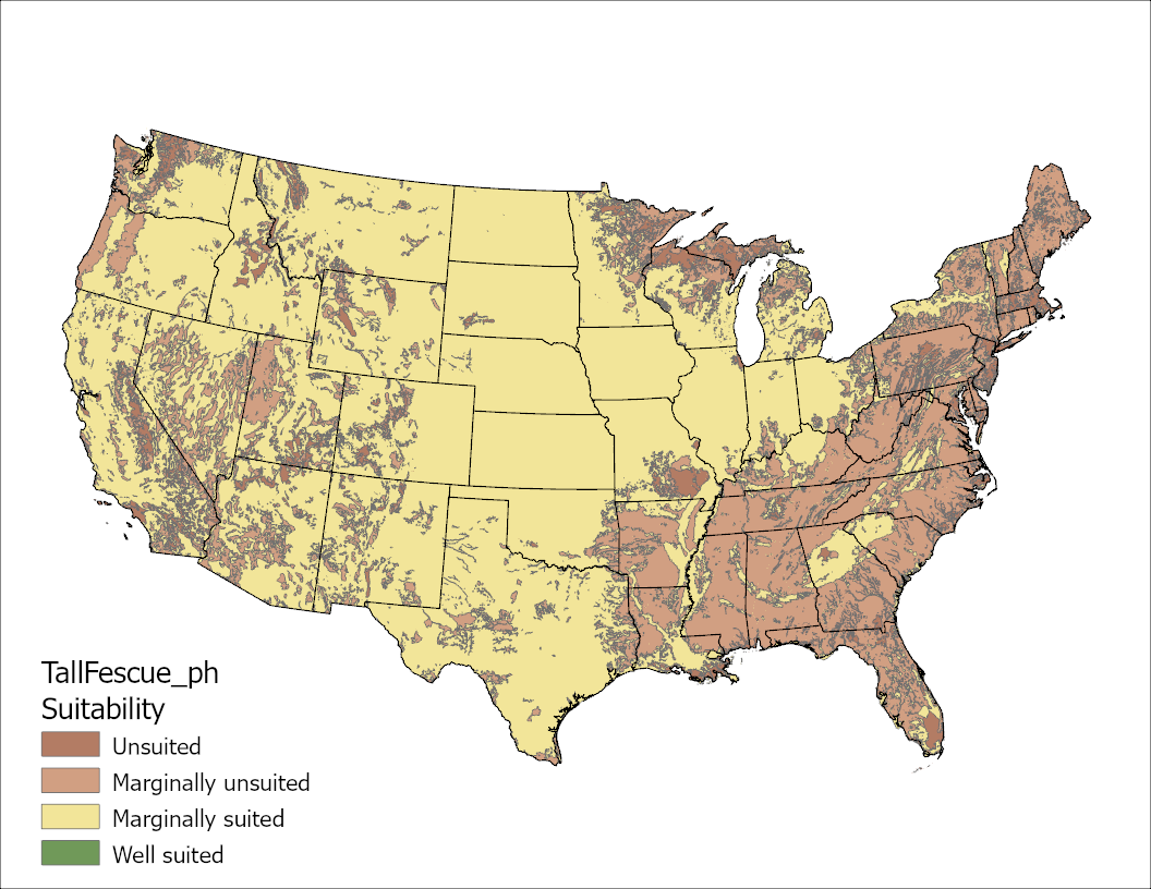 Tall Fescue pH US Map