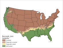 Burr Medic Temperature Minimum US Map