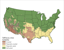 Tall Fescue Temperature Maximum US Map