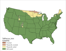 Tall Fescue Temperature Minimum US Map