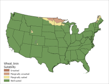 Wheat Temperature Minimum US Map